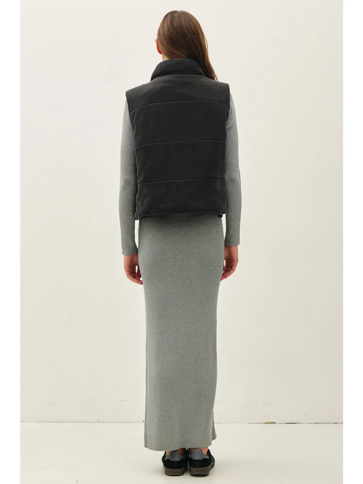 Vintage Washed Puffer Jacket - Charcoal