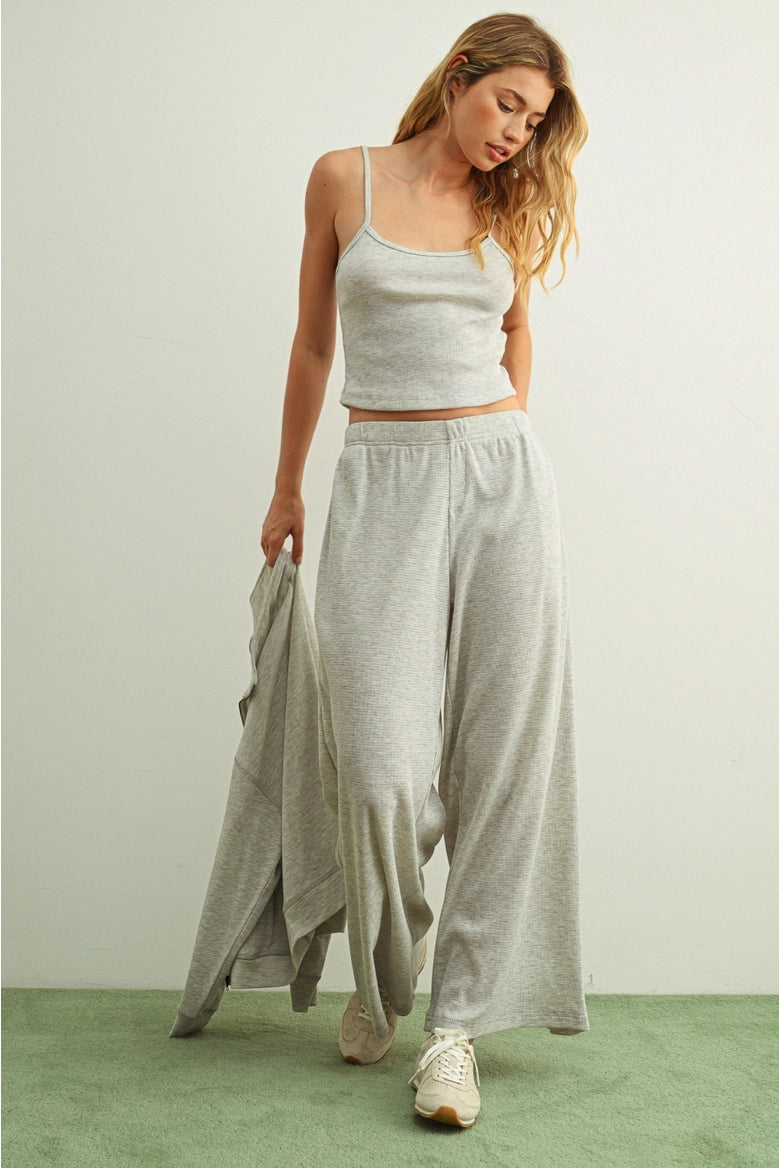 Waffle Crop Tank - Grey