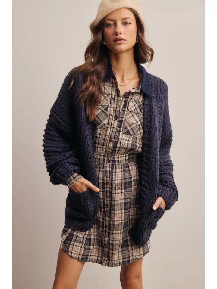 Chunky Heart Knit - Navy