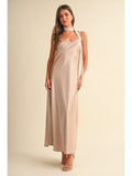 Champagne Satin Maxi Dress