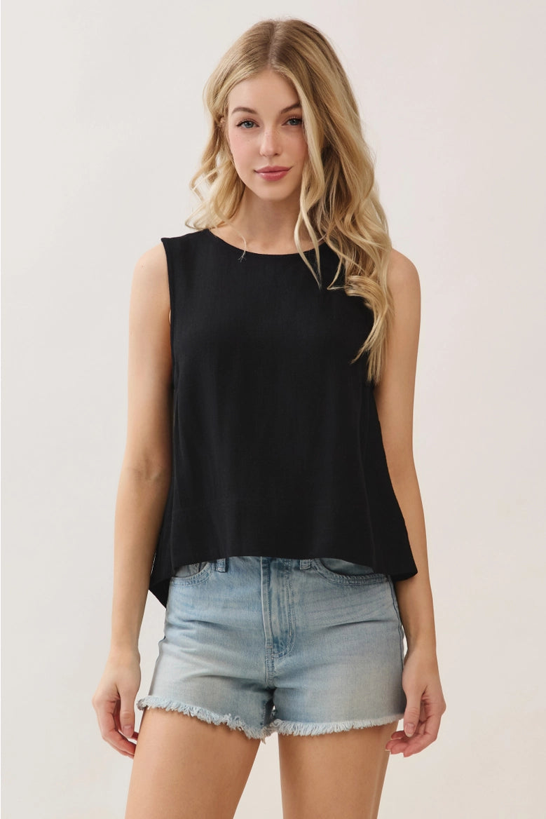 Black Keyhole Sleevelss Top