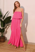 The Fushia Strapless Maxi