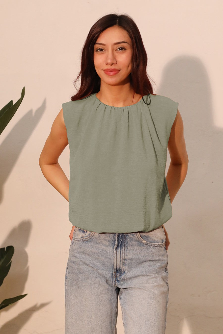 Olive Bubble Top