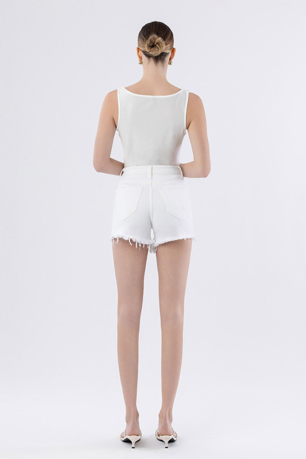 Optic White High Rise Short