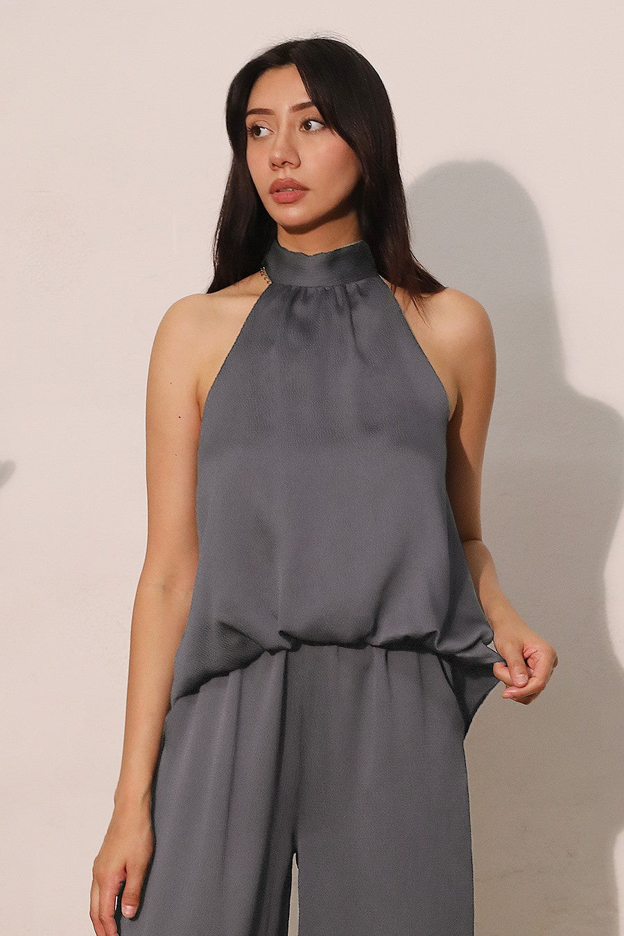 Hammered Satin Halter Top
