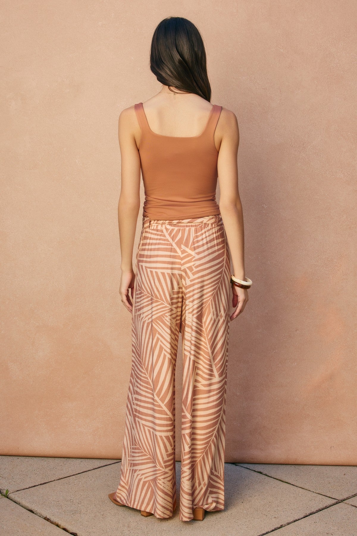 Tropical Leaf Print Wide Leg