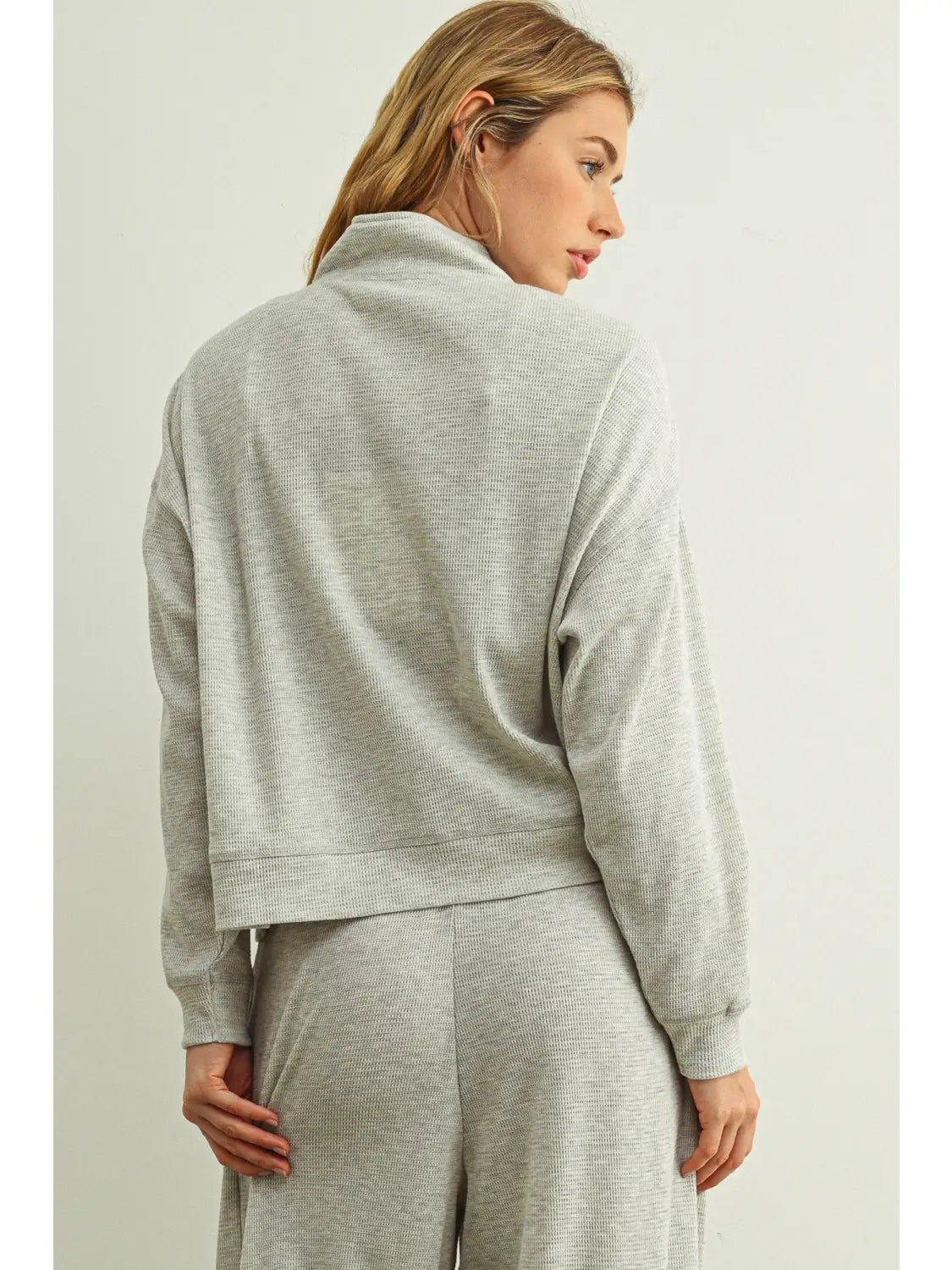 Waffle Half Zip - Grey