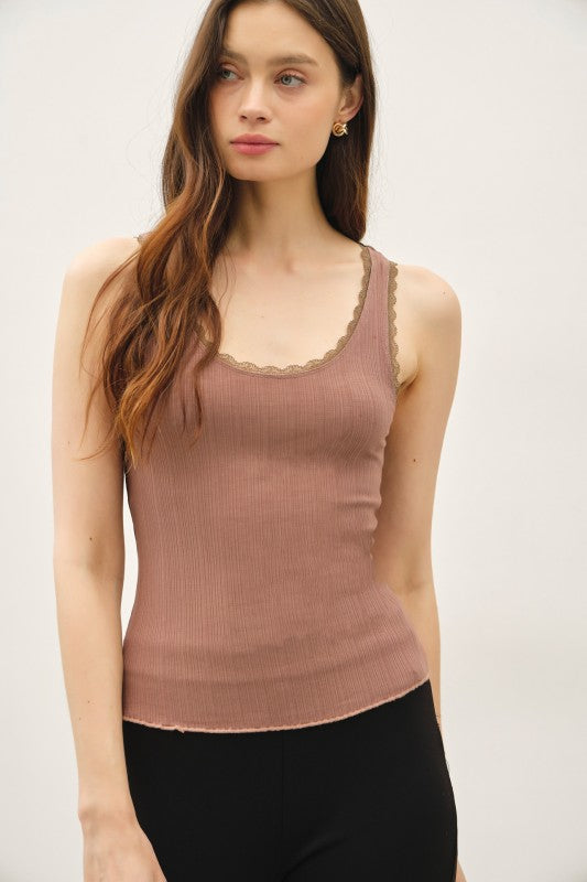 Lace Scoop Neck Tank