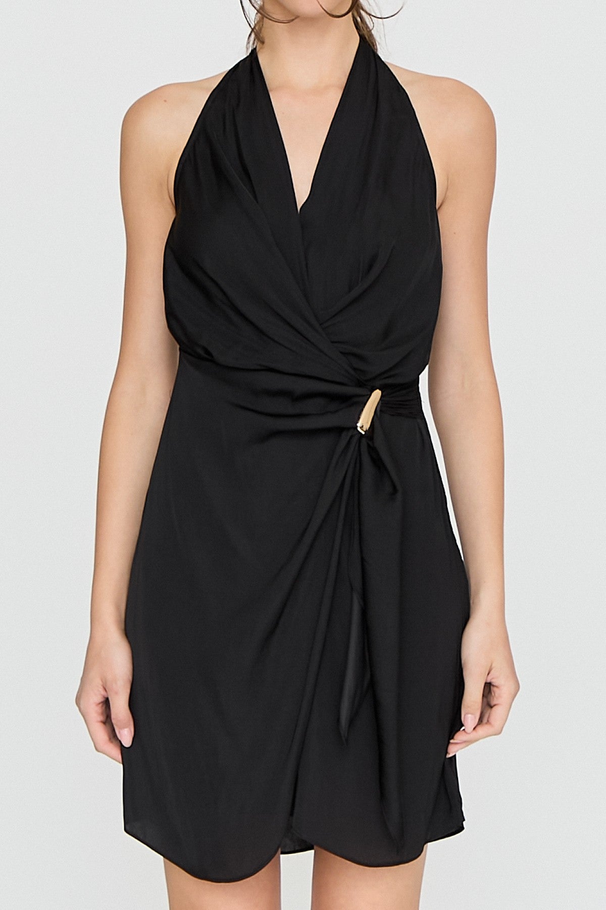 Halter Overlap Mini Dress