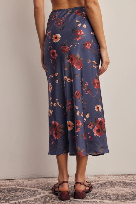 Midnight Floral Print Slip Skirt