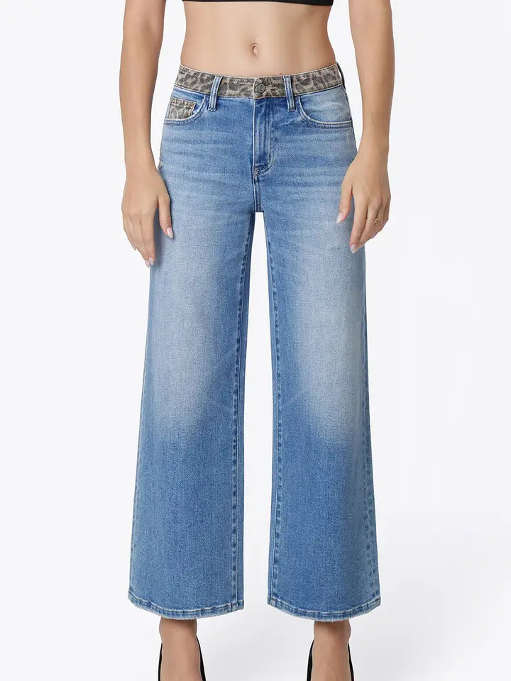 Leopard Trim Denim
