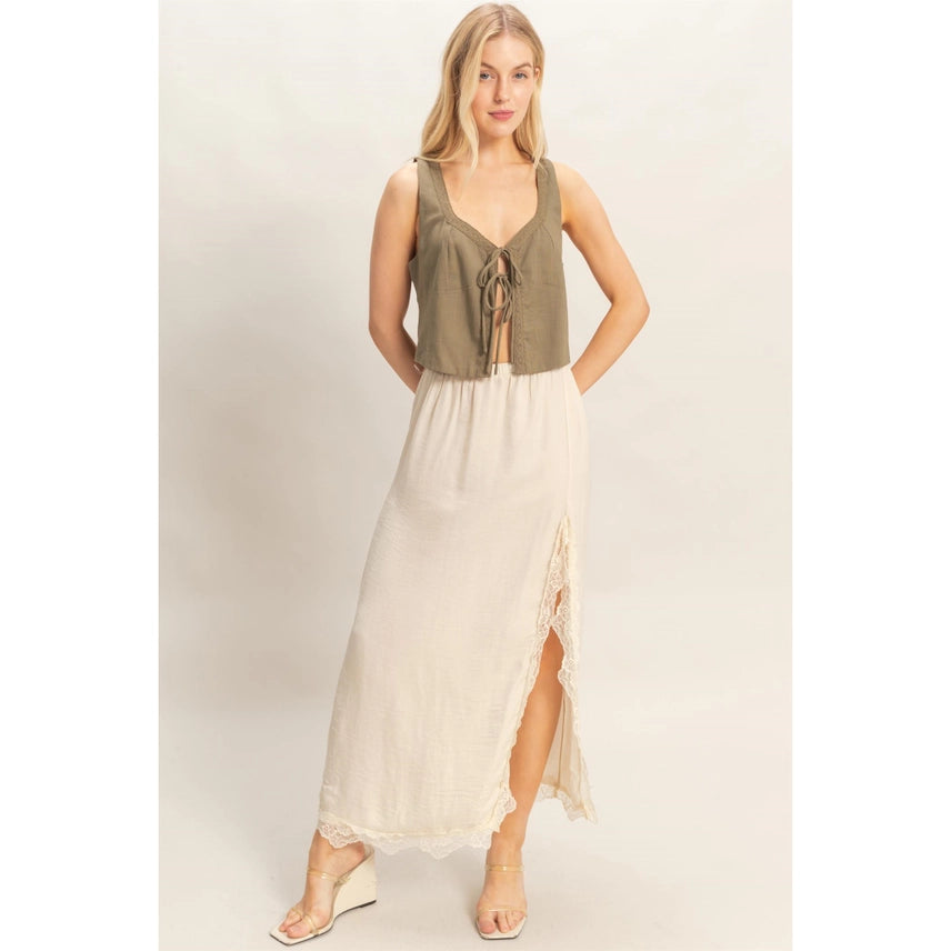 Front Slit Lace Skirt