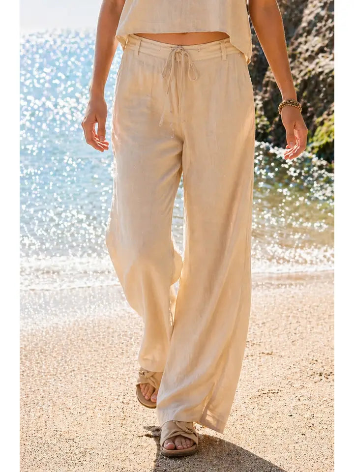 Stitched Linen Wide Leg