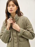 Garment Washed Quilted Jacket - Sage