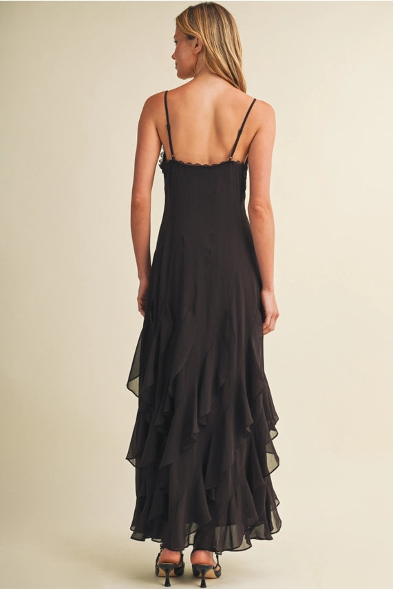 The Choco Ruffle Maxi Dress