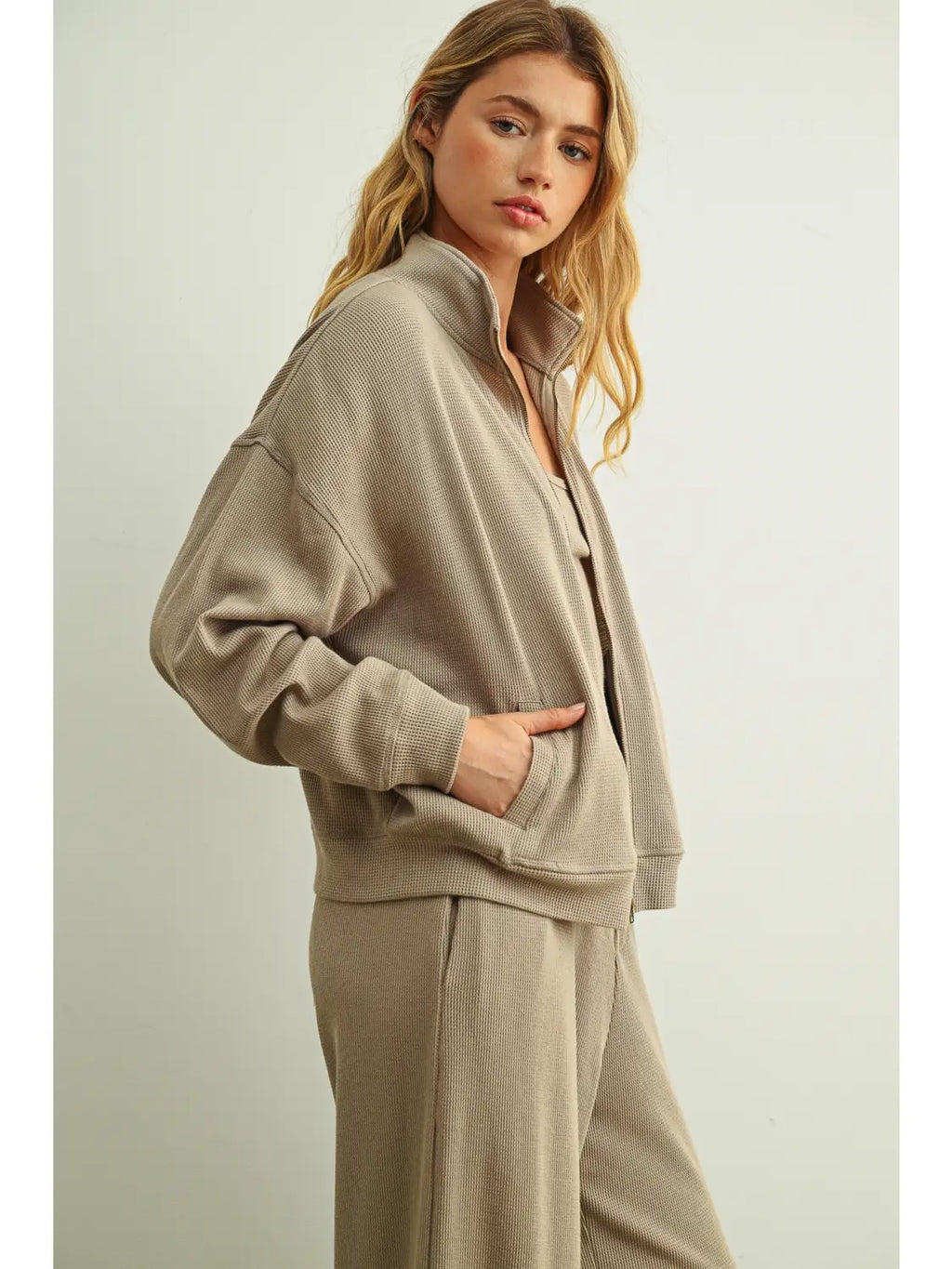 Waffle Half Zip - Mocha