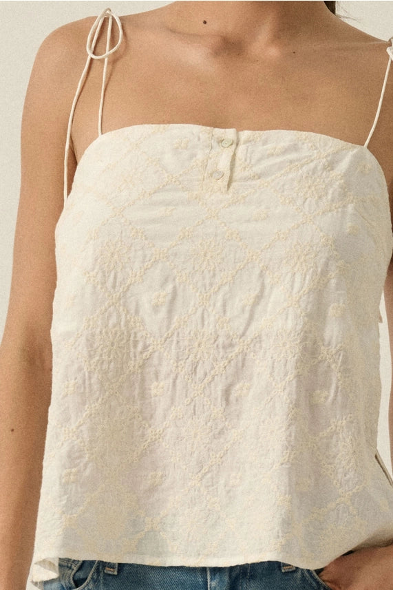 Embroidered Tie Cami