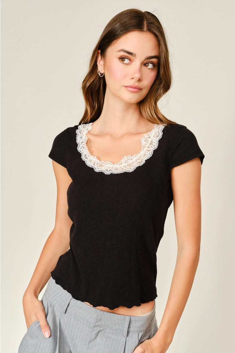 Lace Neck Tee