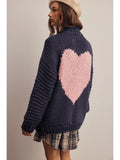 Chunky Heart Knit - Navy