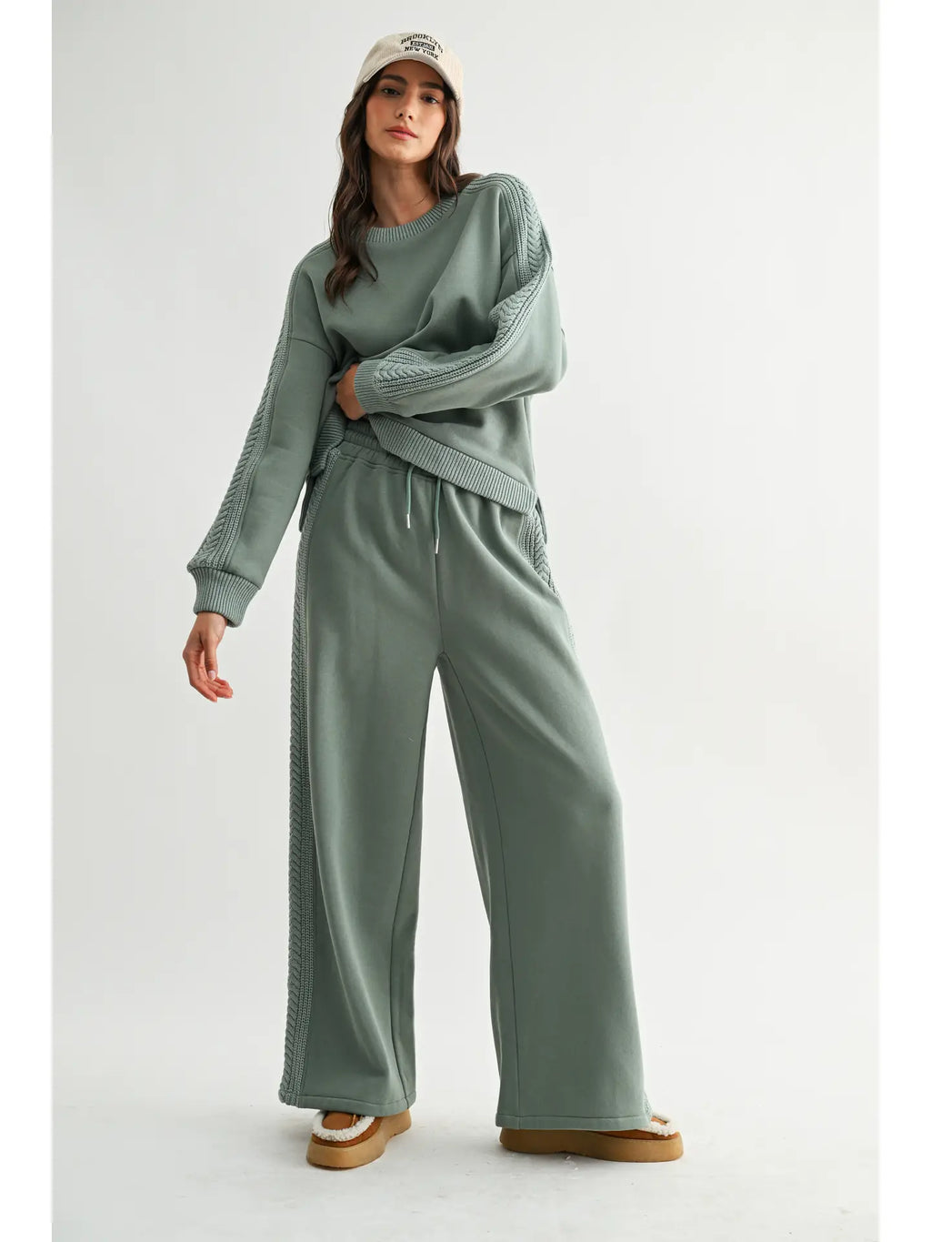 Cable Knit Lounge Pant - Sage