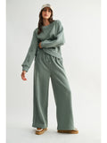 Cable Knit Crewneck Sweatshirt - Sage