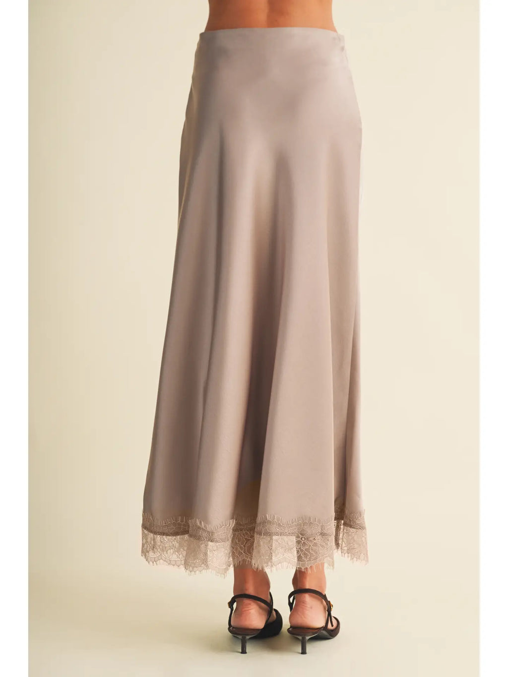 Mushroom Satin Slip Skirt