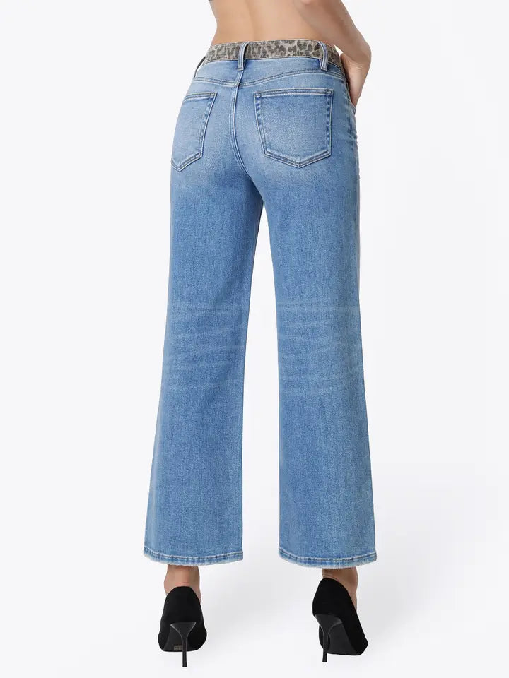 Leopard Trim Denim