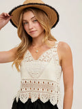 The Cici Crochet Lace Tank - Natural