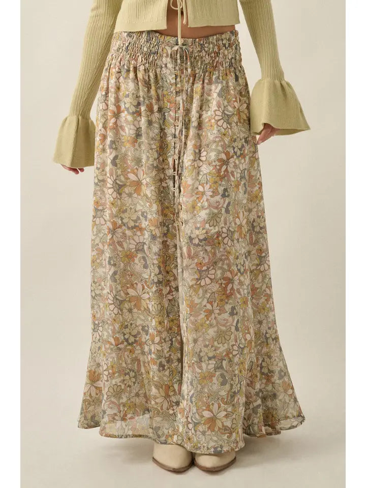 Floral Chiffon Maxi Skirt