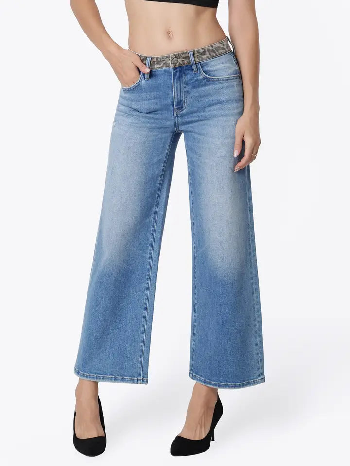 Leopard Trim Denim