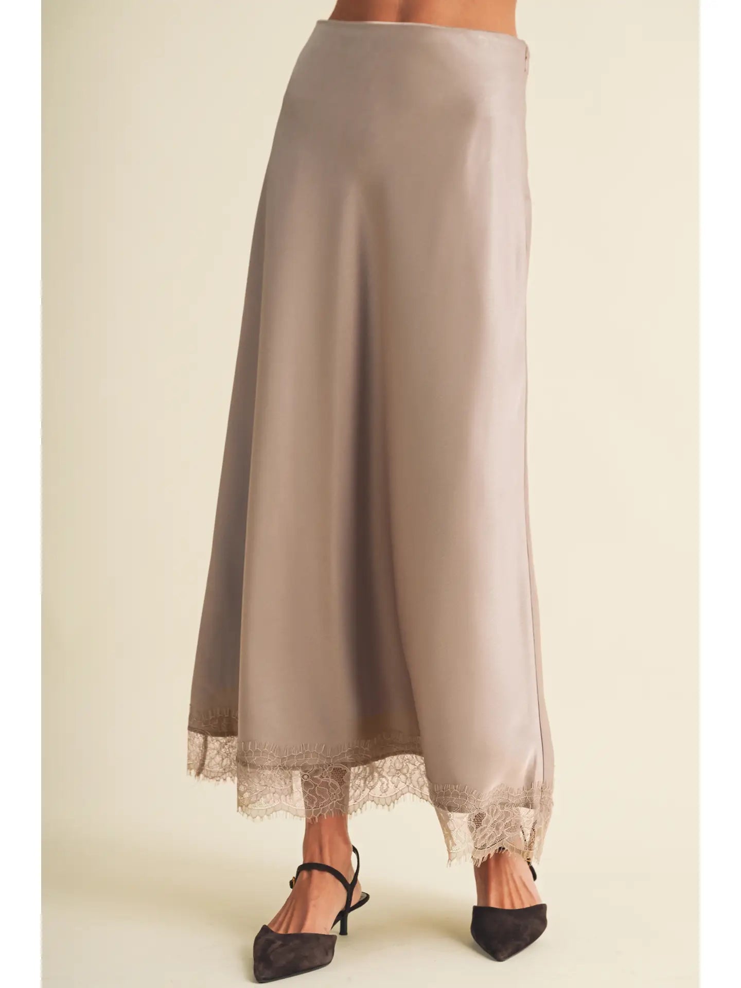 Mushroom Satin Slip Skirt