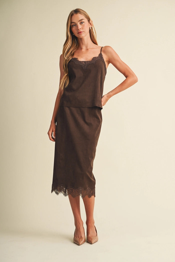 Microsuede Midi Skirt