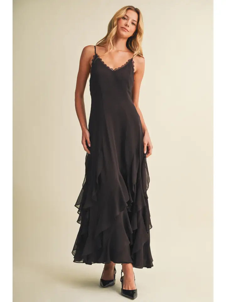 The Choco Ruffle Maxi Dress