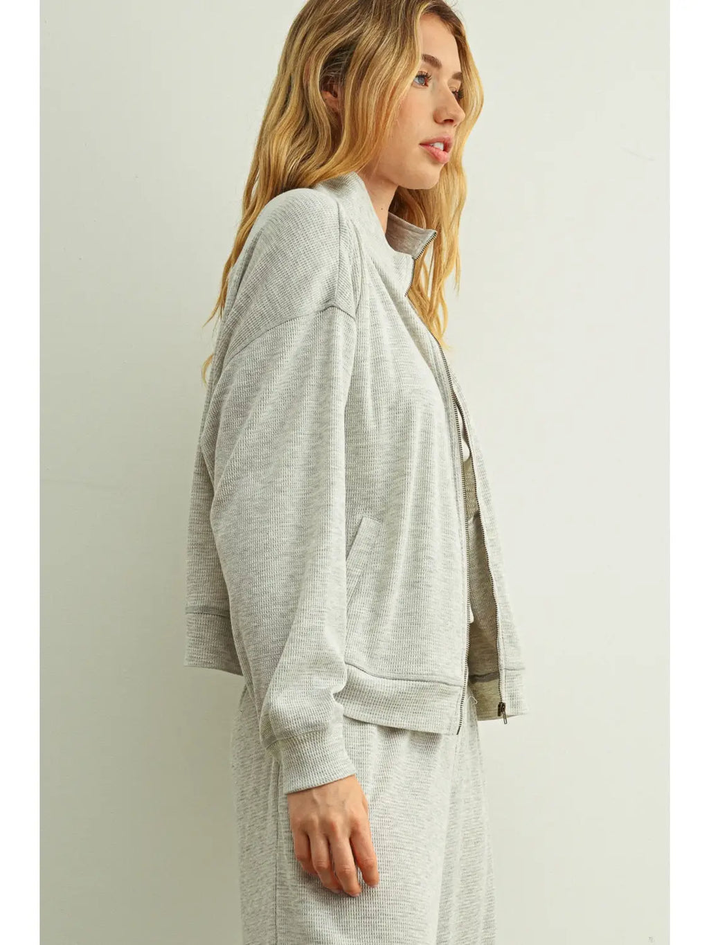 Waffle Half Zip - Grey