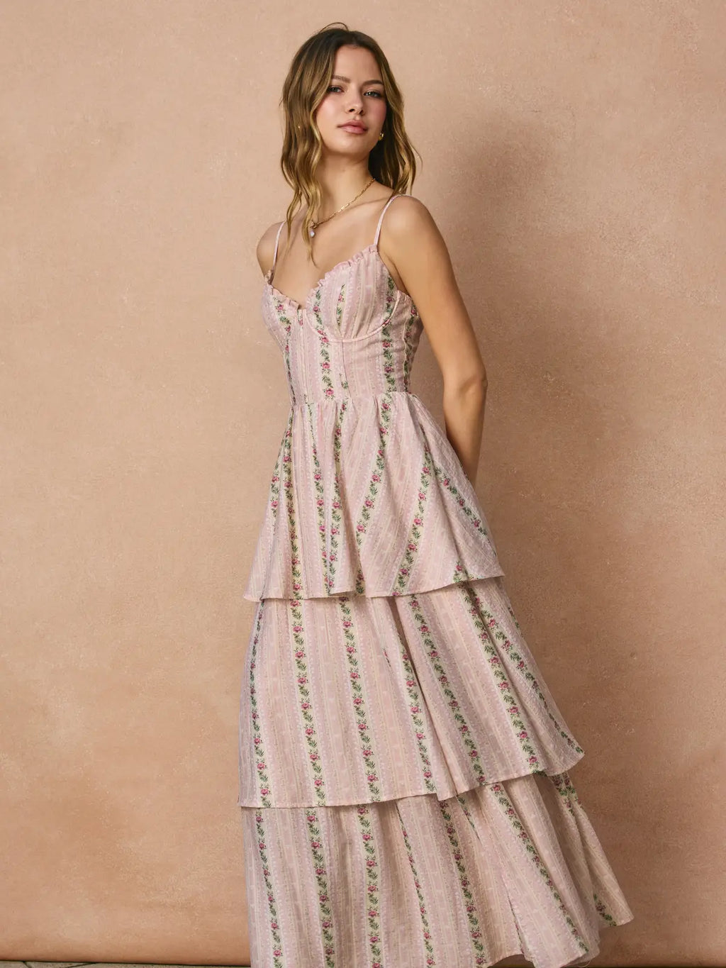 Garden Bloom Corset Layered Maxi