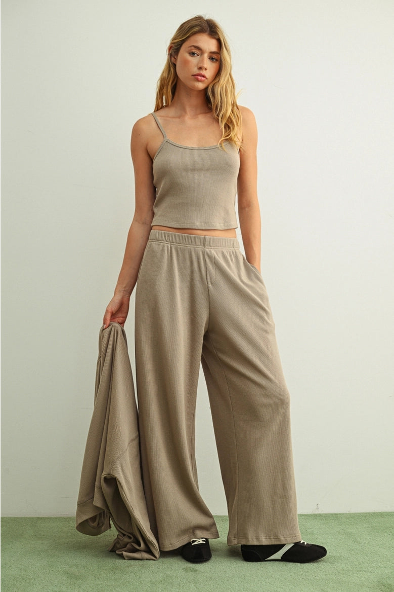 Waffle Crop Tank - Mocha