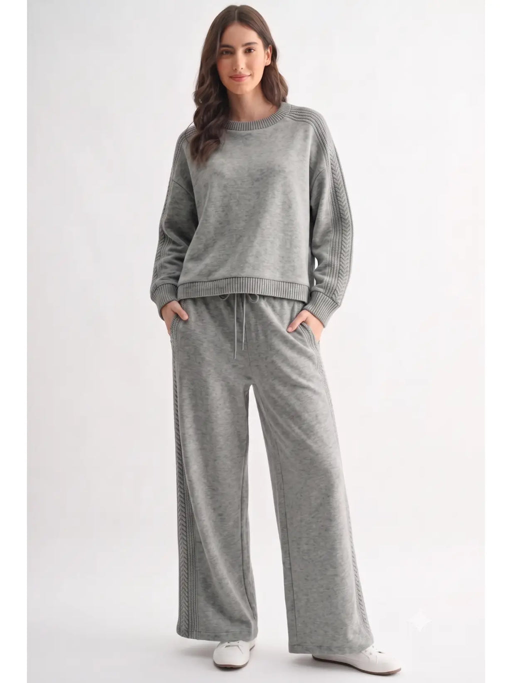 Cable Knit Lounge Pant - Grey
