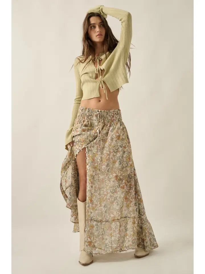 Floral Chiffon Maxi Skirt