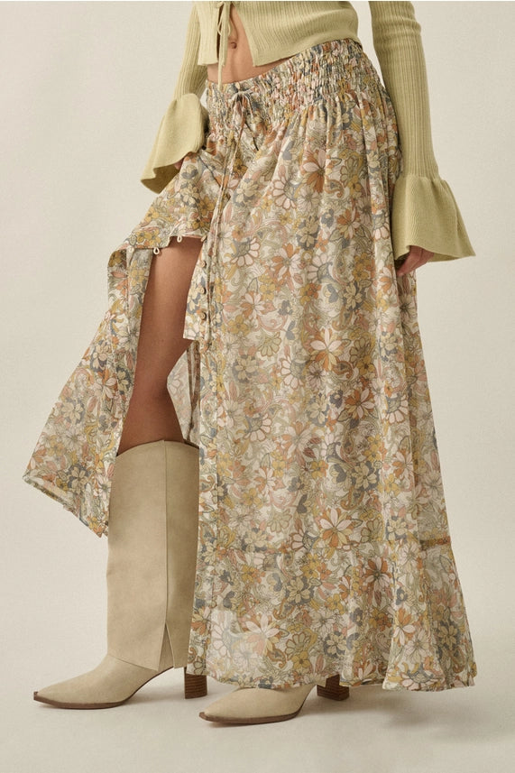 Floral Chiffon Maxi Skirt