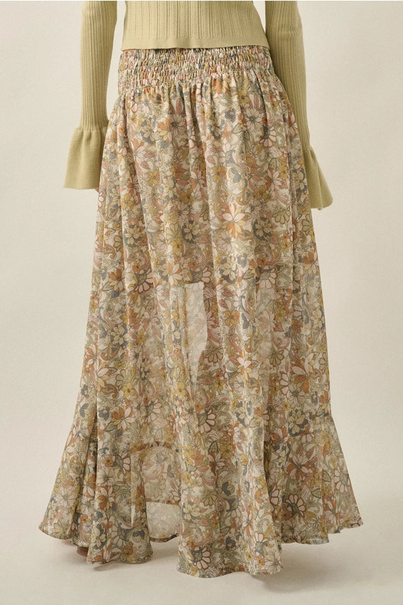 Floral Chiffon Maxi Skirt