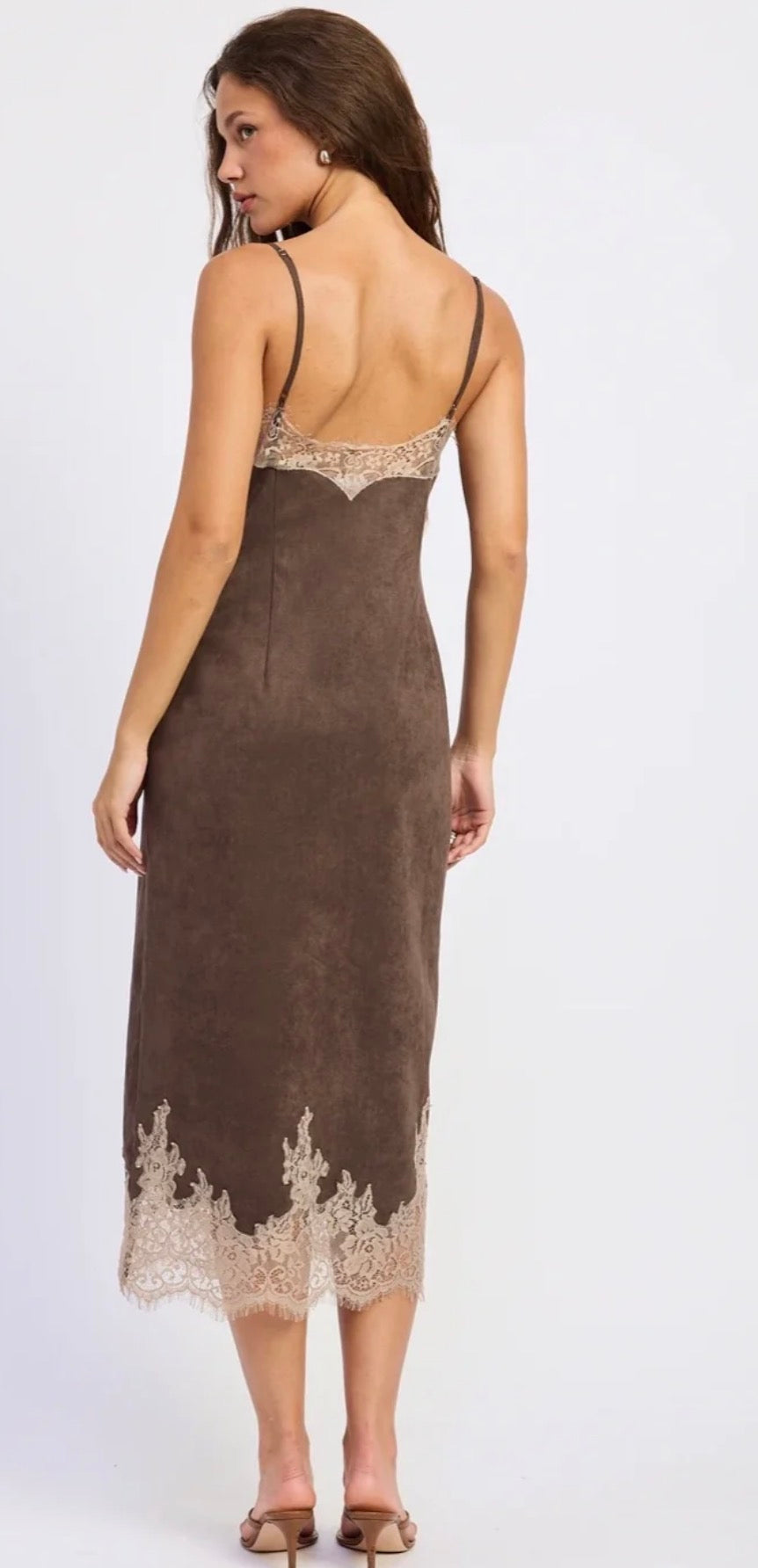 Suede Lace Midi Dress