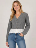 Lace Trim Cabnle Knit Sweater