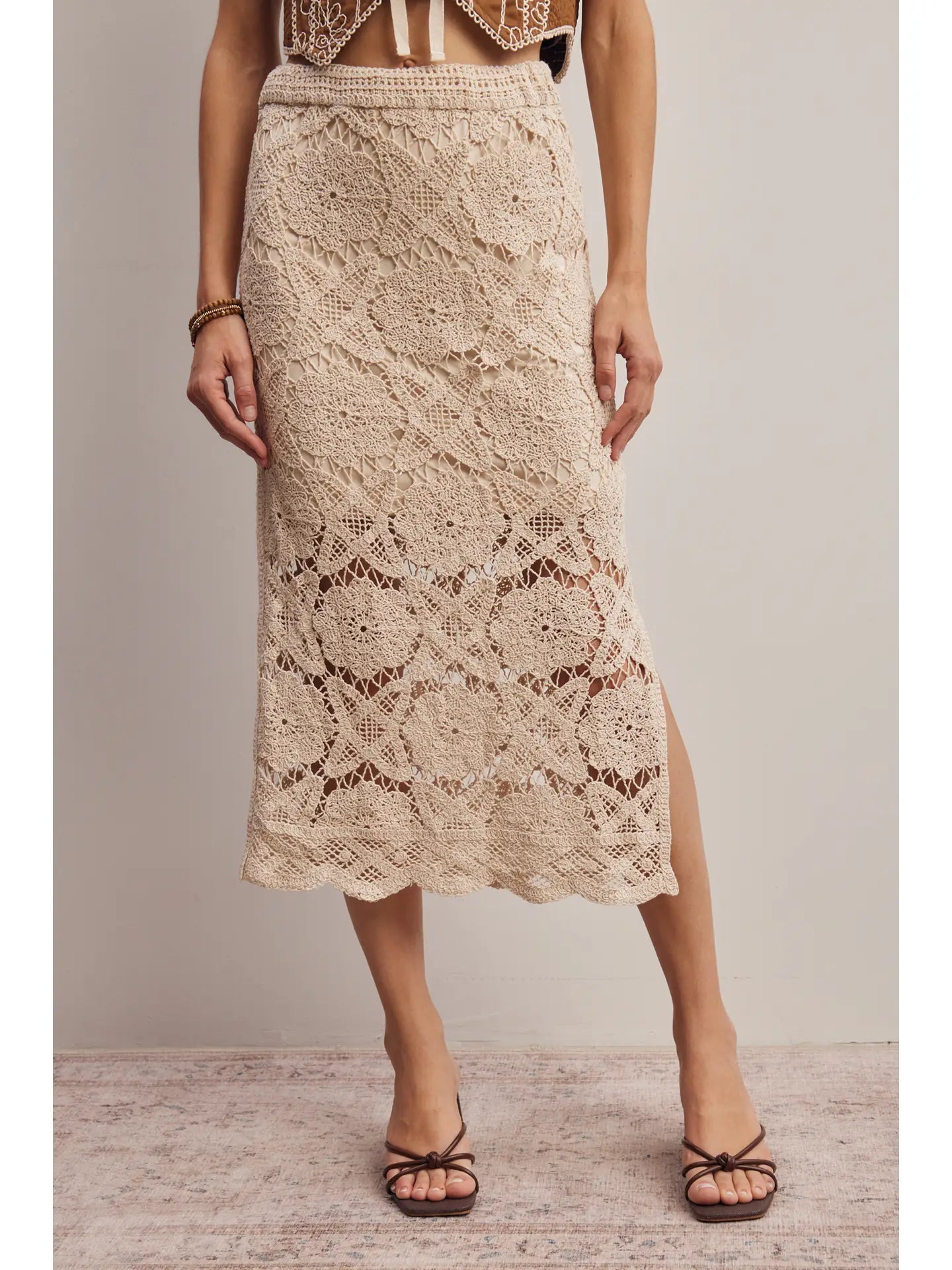 Crochet Lace Midi Skirt