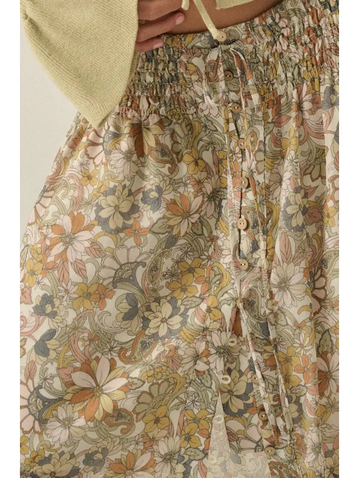 Floral Chiffon Maxi Skirt