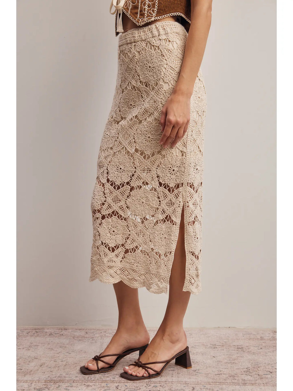 Crochet Lace Midi Skirt