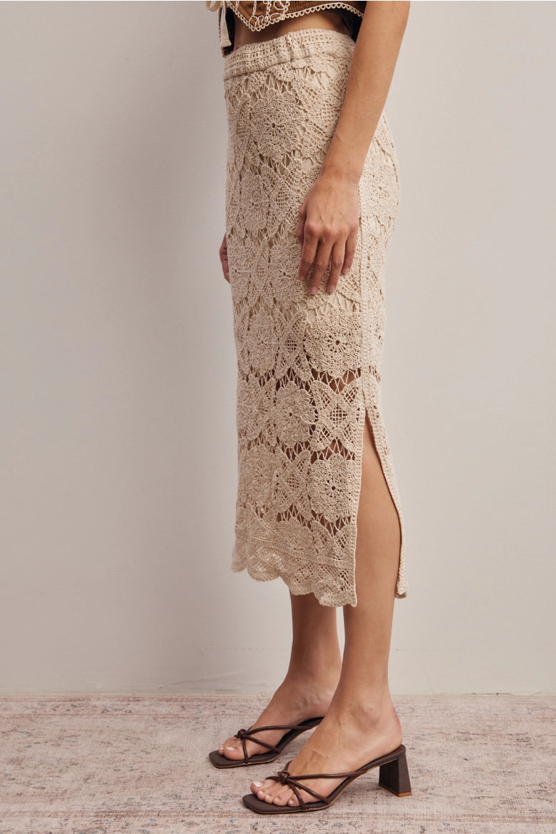 Crochet Lace Midi Skirt