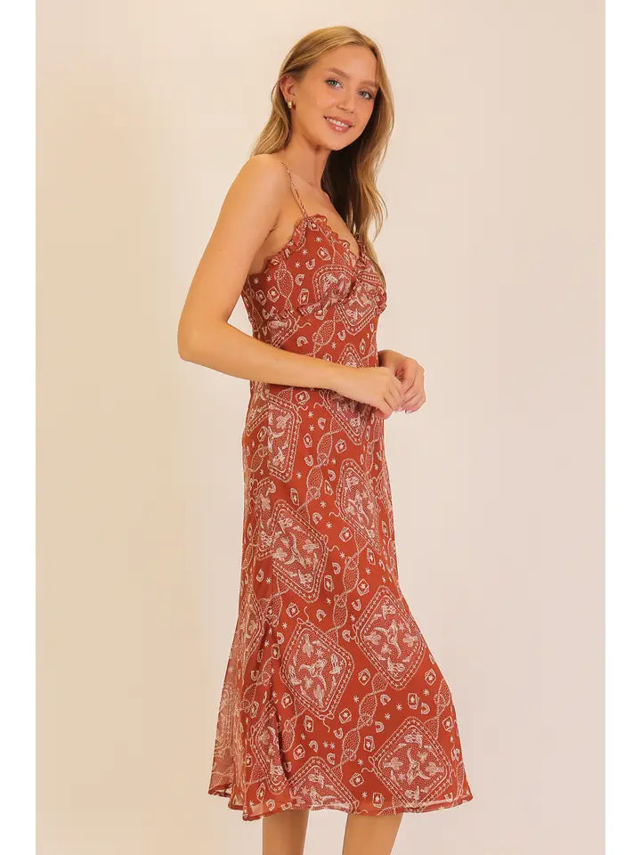Western Bandana Midi Dress