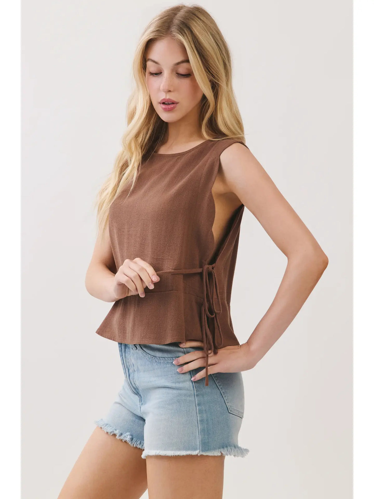The Chocolate Scalloped Tank