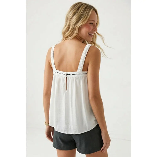 Contrast Stitch Tank - White