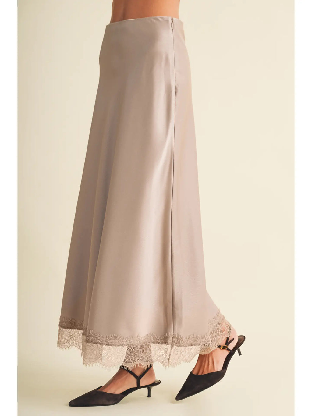 Mushroom Satin Slip Skirt